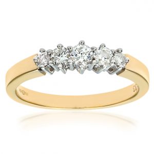Diamond 5 Stone Ring - 9ct Yellow Gold