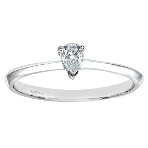 Diamond Pear Solitaire Engagement Ring - 9ct White Gold