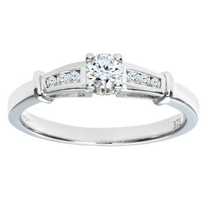 Diamond Prong and Channel Set Shoulder Engagement Ring - 9ct White Gold