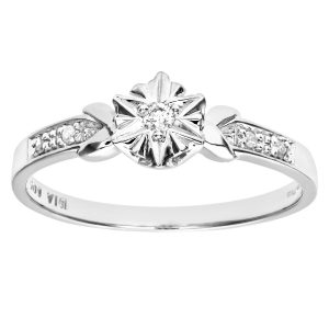 Diamond Open Floral Design Dress Ring - 9ct White Gold