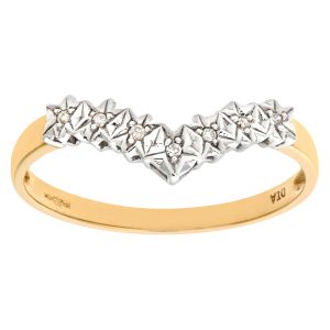 Diamond Star Wishbone Dress Ring - 9ct Yellow Gold