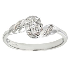 Diamond Twisted and Wrapped Dress Ring - 9ct White Gold