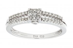 Diamond Square Cluster Dress Ring - 9ct White Gold