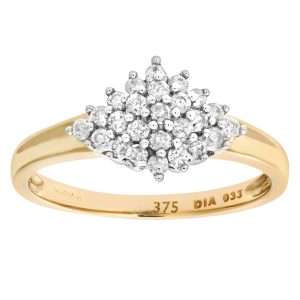 Diamond Vintage Cluster Ring - 9ct Yellow Gold