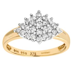 Diamond Vintage Starburst Dress Ring - 9ct Yellow Gold